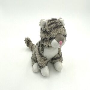 Multipet Grey Tabby Cat Plush Stuffed Animal Shaggy Striped Kitten 7 Inch 2022